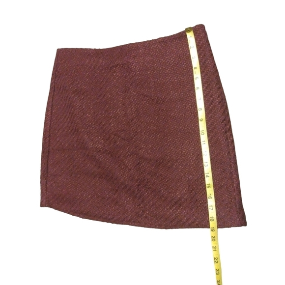 Loft Maroon Half-Zipper Back Acrylic Polyester Wool Blend Mini Skirt Size 12 - Picture 8 of 9